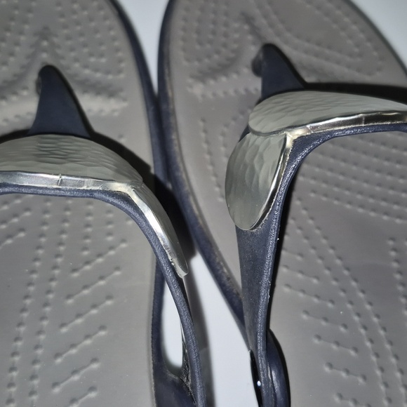 Blue Croc Sandals with Textured Silver Accents - Picture 6 of 6
